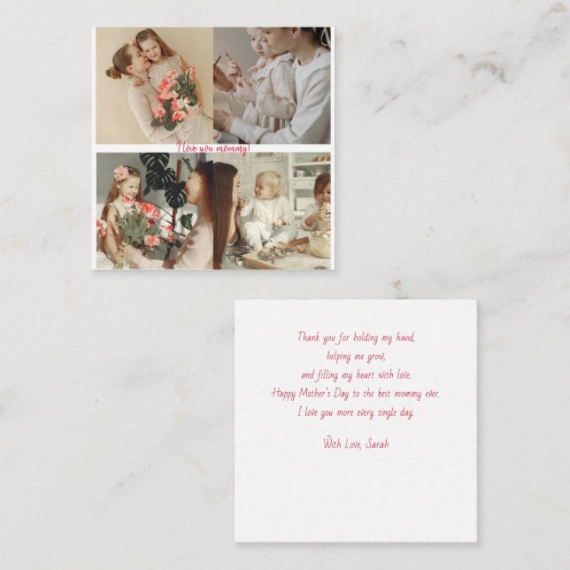 Personalized Mother’s Day Photo Collage Flat Note Card (Front/Back)