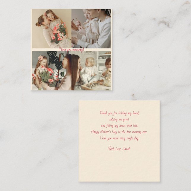Personalized Mother’s Day Photo Collage Flat Note Card (Front/Back)