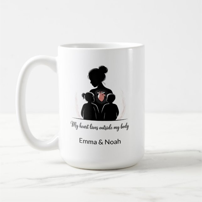 Personalized Motherhood Silhouette–Custom Mom Gift Coffee Mug (Left)