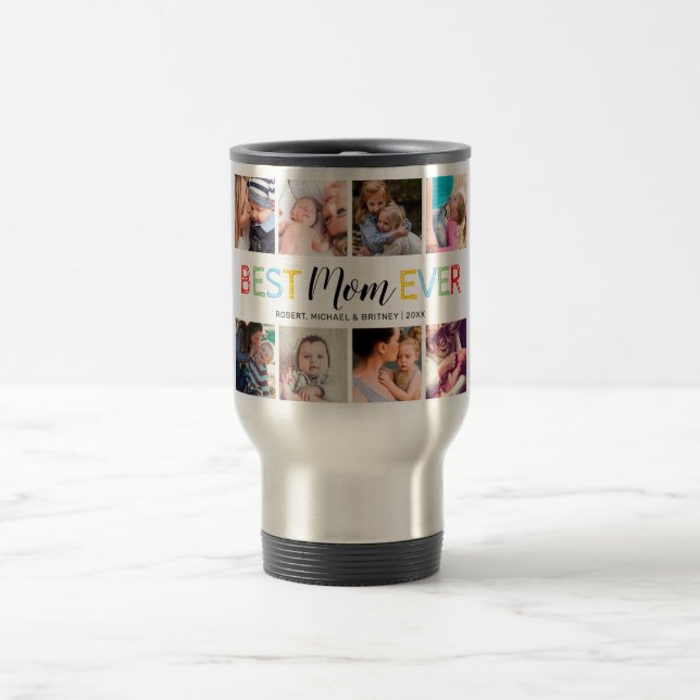 Personalized Mother's Day 8 Photo Travel Mug (Center)