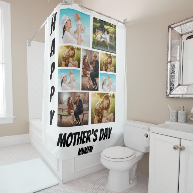 Personalized Mother's Day  9 Photo Collage  Shower Curtain (In Situ)