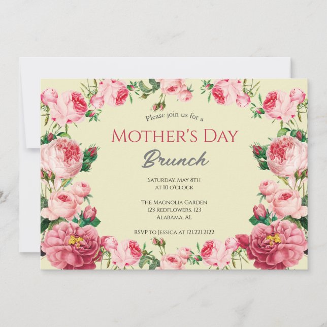 Personalized Mother's Day Brunch | Floral Theme Invitation (Front)