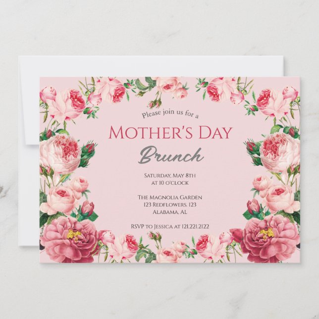 Personalized Mother's Day Brunch | Floral Theme Invitation (Front)