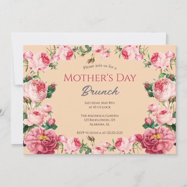 Personalized Mother's Day Brunch | Floral Theme Invitation (Front)