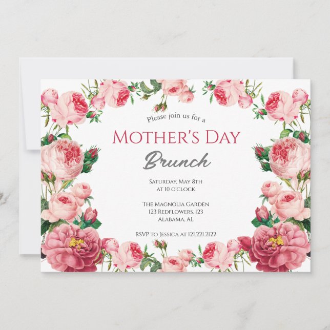 Personalized Mother's Day Brunch | Floral Theme Invitation (Front)