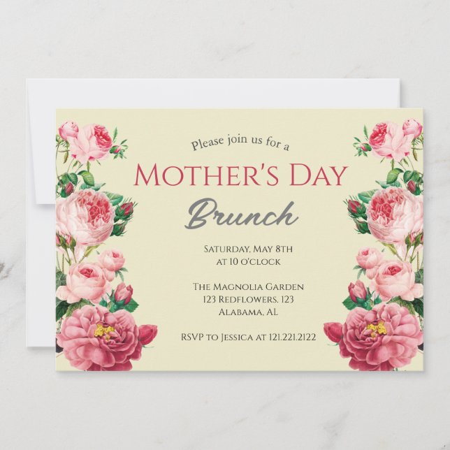 Personalized Mother's Day Brunch | Floral Theme Invitation (Front)