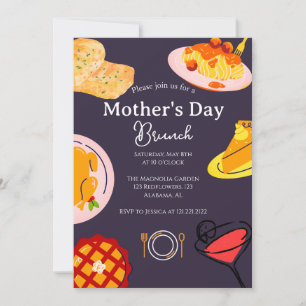 Personalized Mother's Day Brunch food theme Invitation