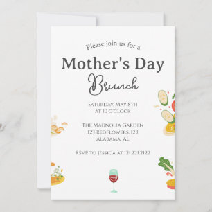 Personalized Mother's Day Brunch food theme Invitation