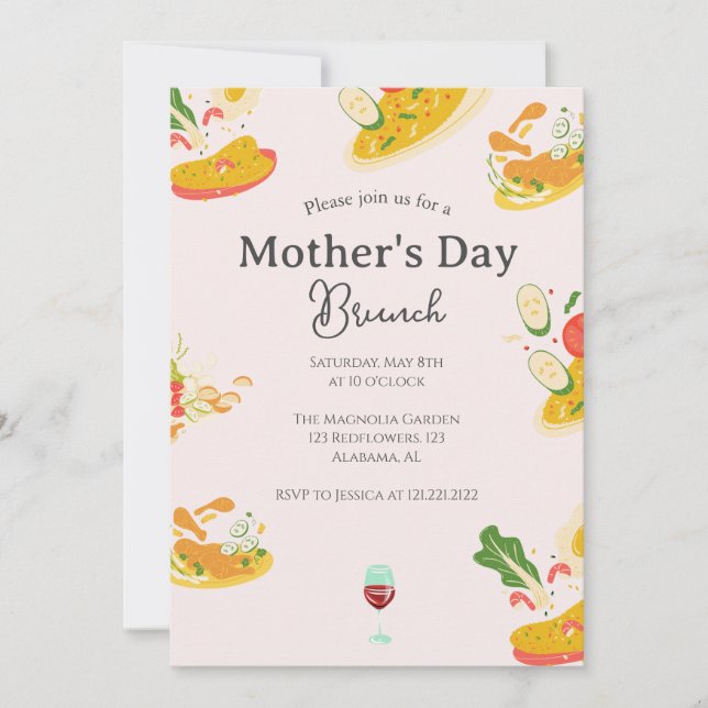 Personalized Mother's Day Brunch | food theme Invitation (Front)