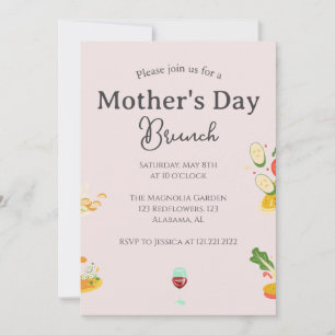 Personalized Mother's Day Brunch food theme Invitation