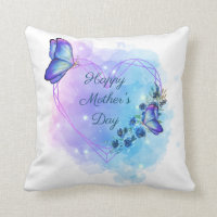 Personalized Mother's Day Butterfly Floral  Throw Pillow