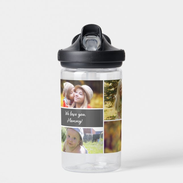Personalized Mother's day Custom Photo Collage Water Bottle (Front)