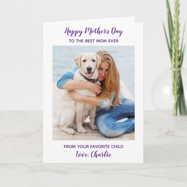  Personalized Mother's Day Dog Mom Pet Photo  Holiday Card (Front)