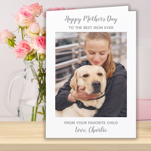 Personalized Mothers Day Dog Mom Pet Photo Holiday Card