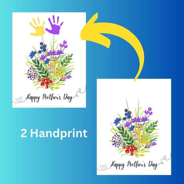 Personalized Mother's Day floral 2 handprint Card (Creator Uploaded)