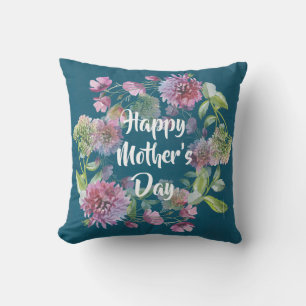 Personalized Mother's Day Flowers Throw Pillow