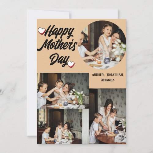 Personalized Mothers Day Four photo collage Holiday Card