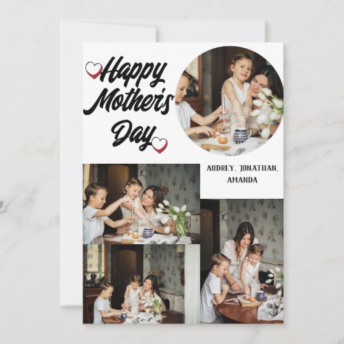 Personalized Mothers Day Four photo collage Holiday Card