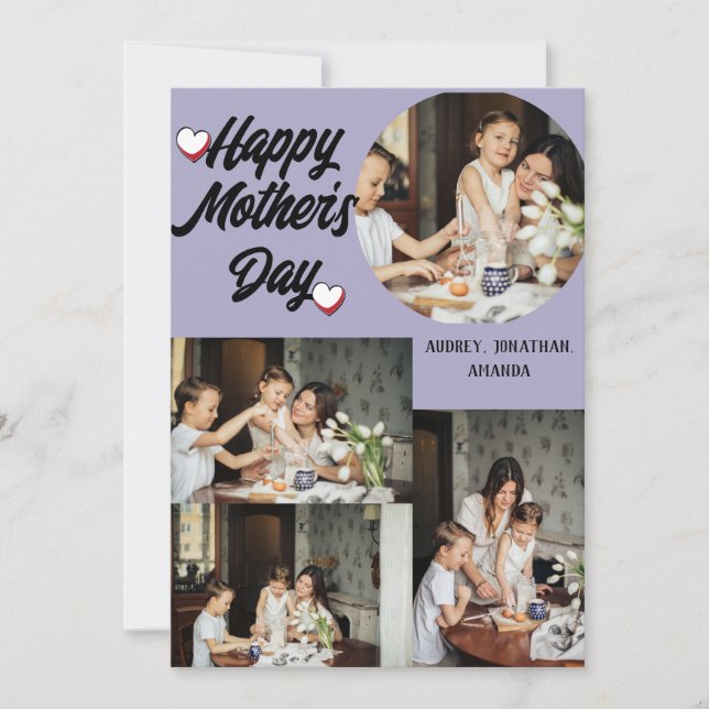 Personalized Mother's Day, Four photo collage Holiday Card (Front)