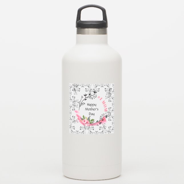 Personalized Mothers Day Gift #No1MOM Modern Chic Sticker (Waterbottle)