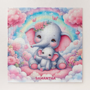 Personalized mother's day gift with elephant baby jigsaw puzzle