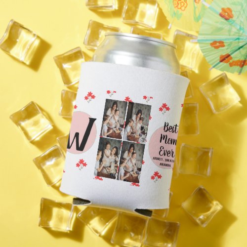 Personalized mothers Dayphoto collage floral gift Can Cooler