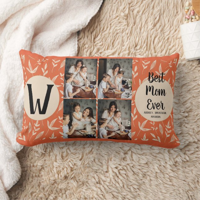 Personalized mothers Day,photo collage floral gift Lumbar Pillow (Blanket)