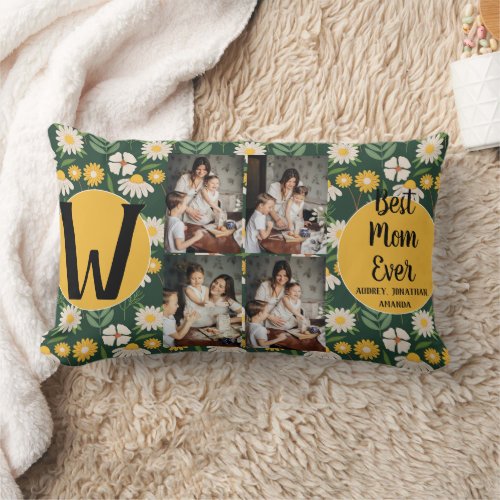 Personalized mothers Dayphoto collage floral gift Lumbar Pillow