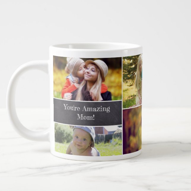 Personalized Mother's day Photo collage Giant Coffee Mug (Left)