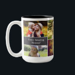 Personalized Mother's day Photo collage Two-Tone Coffee Mug<br><div class="desc">As a mother I really enjoy receiving personalized gifts from my family. Something with our treasured photos and even our children's art work is treasured even more. I designed this mug to allow you to customize it too. Replace all 6 photos and the words "You're amazing mommy" and "We love...</div>