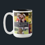 Personalized Mother's day Photo collage Two-Tone Coffee Mug<br><div class="desc">As a mother I really enjoy receiving personalized gifts from my family. Something with our treasured photos and even our children's art work is treasured even more. I designed this mug to allow you to customize it too. Replace all 6 photos and the words "You're amazing mommy" and "We love...</div>