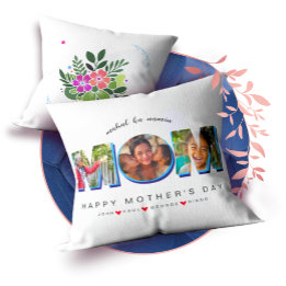 Personalized Mother's Day Photo Gift for mom Throw Pillow