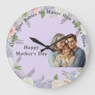 personalized mother's day photo large clock