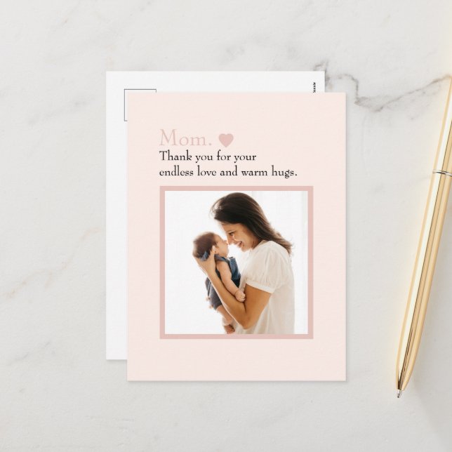Personalized Mother's Day Postcard with Photo (Front/Back In Situ)