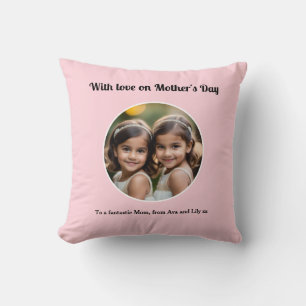 Personalized Mother's Day Pretty Pink Photo Cute Throw Pillow