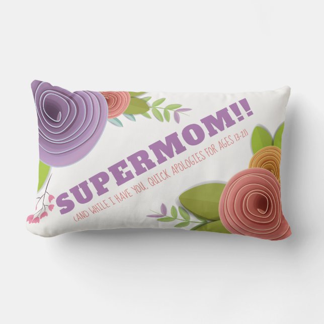 Personalized Mother's Day SuperMom Floral Pillow (Front)