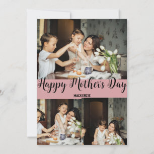 Personalized mothers Day, three photo collage gift Holiday Card