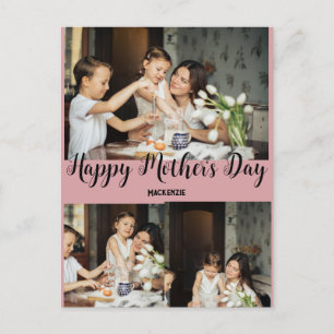Personalized mothers Day, three photo collage gift Holiday Postcard