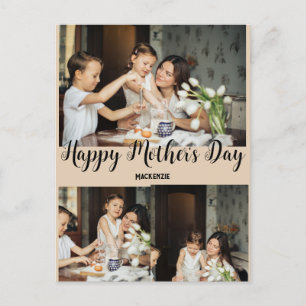 Personalized mothers Day, three photo collage gift Holiday Postcard