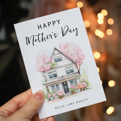 Personalized Mothers Day Watercolor House Realty Holiday Postcard