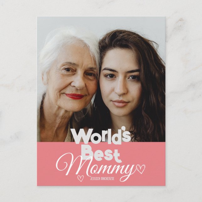 Personalized mothers Day, world's best mommy gift  Holiday Postcard (Front)
