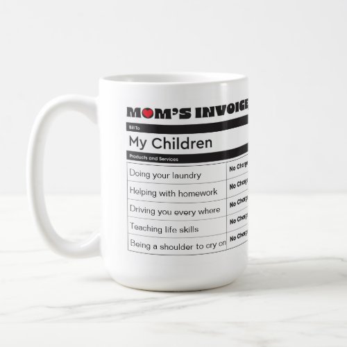 Personalized Mothers Invoice _ Family Photos Coffee Mug