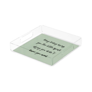 Personalized Motivational Quote Green Script Gift Acrylic Tray