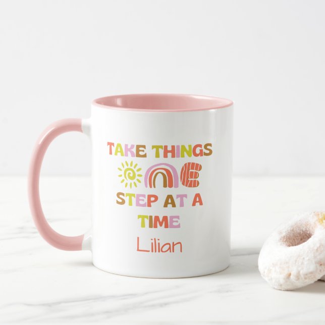 Personalized Motivational Quotes Cute Retro  Mug (With Donut)