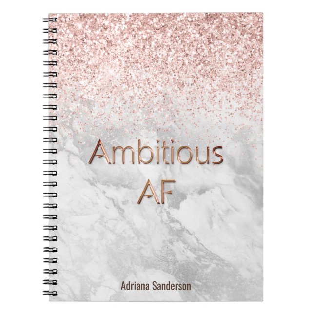 Personalized Motivational Rose Gold Glitter   Notebook (Front)