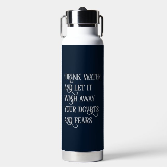 Personalized Motivational Water Quotes white fonts Bottle (Front)