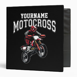Personalized Motocross Dirt Bike Rider Racing 3 Ring Binder