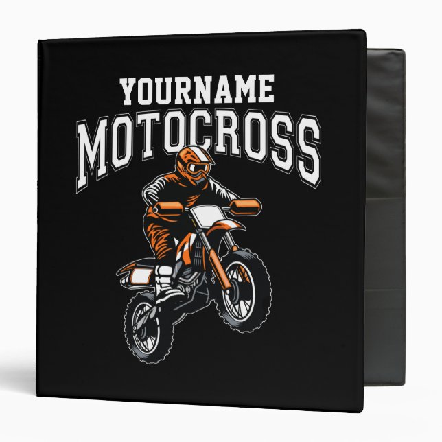 Personalized Motocross Dirt Bike Rider Racing  3 Ring Binder (Front/Inside)