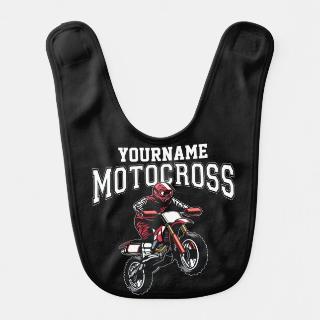 Personalized Motocross Dirt Bike Rider Racing Baby Bib (Front)
