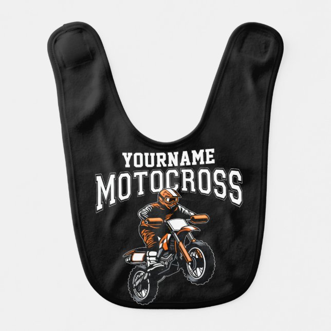 Personalized Motocross Dirt Bike Rider Racing Baby Bib (Front)